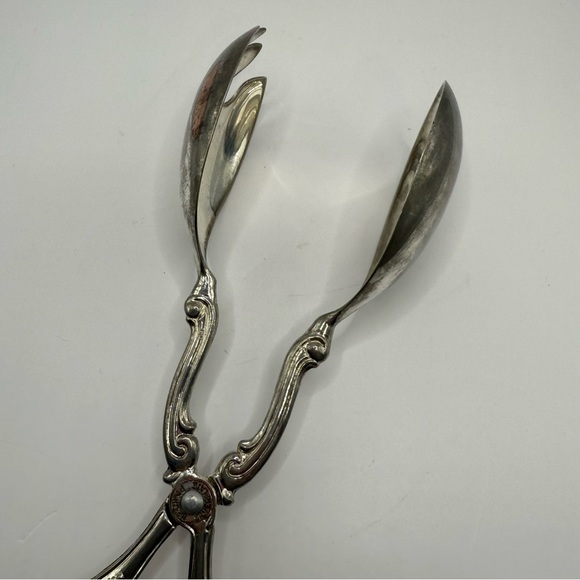 Sheffield EPNS Salad Serving Tongs Silver Plated England Ornate Pattern - Picture 7 of 7